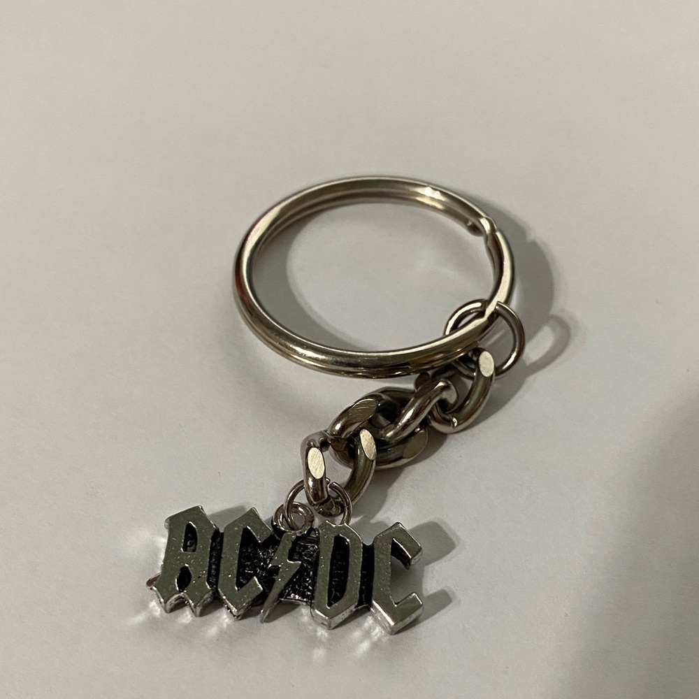 AC/DC Metallic Keychain with Black Logo